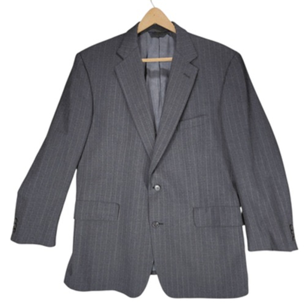 Vtg Brooks Brothers Sport Coat 44R Men Gray‎ Pinstripe Single Breast USA READ